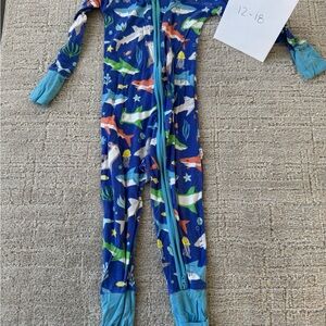 Blue Shark Print Kids One Piece
